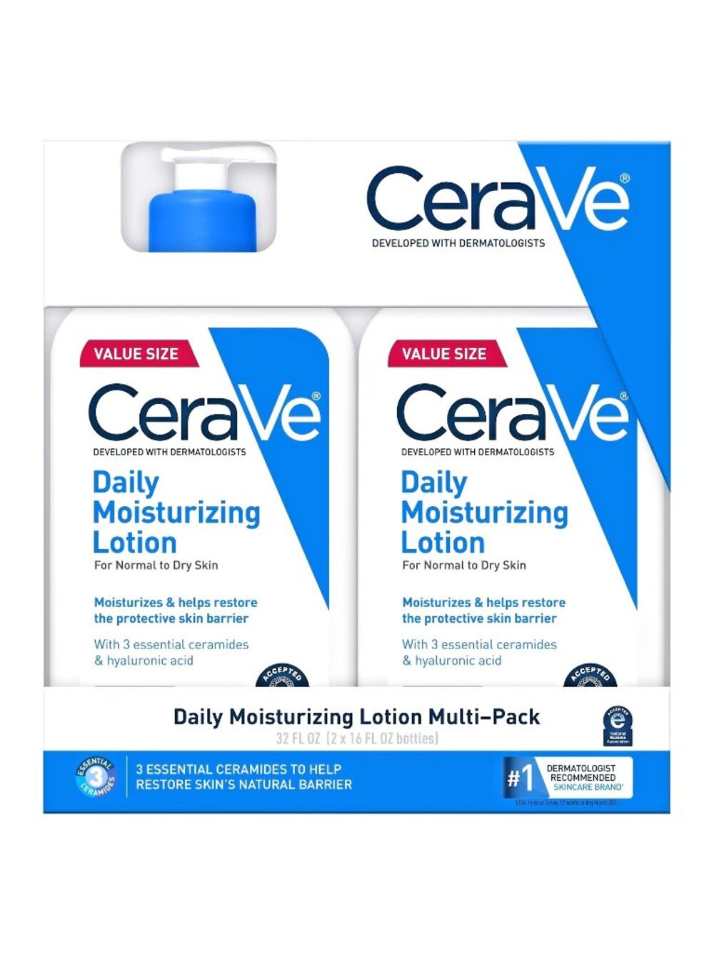 CeraVe Daily Moisturizing Lotion, Normal to Dry Skin, 16 fl oz, 2-pack